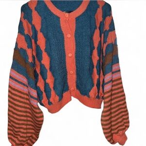 Cider Striped Knit Sweater in Blue and Orange